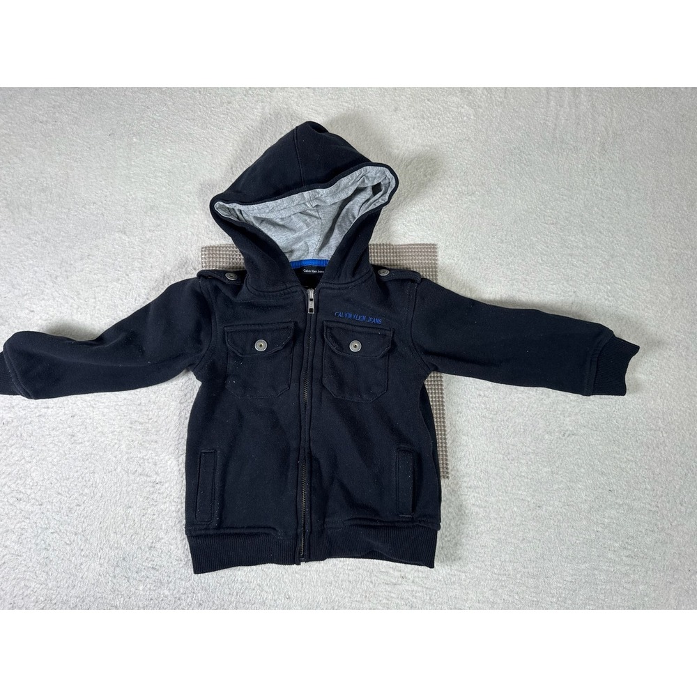 Calvin Klein Jeans Zip Hoodie Toddler 24M Black Good Utility Fleece Jacket